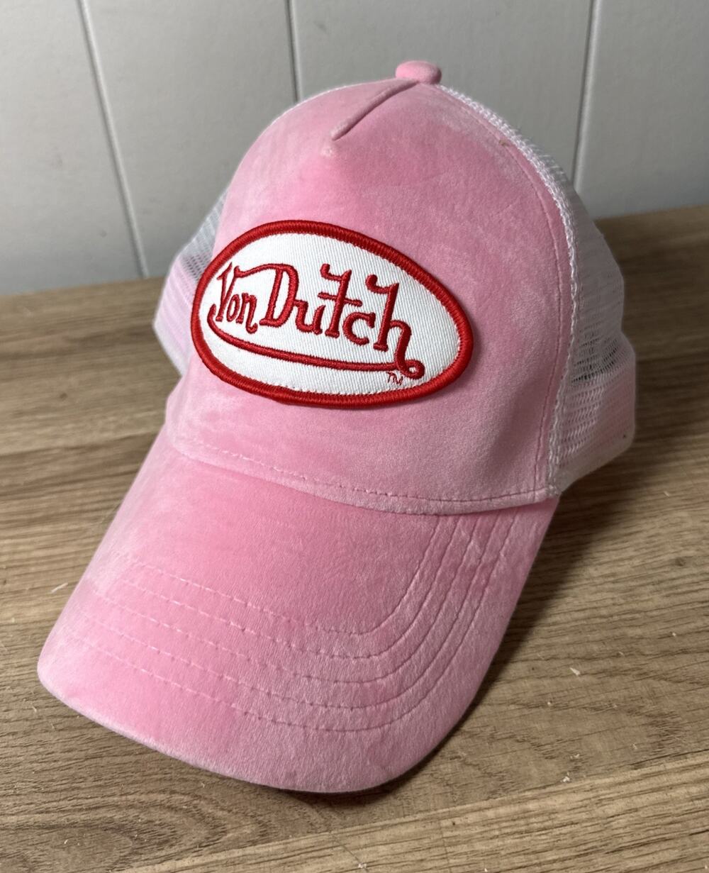 Pink Von Dutch Trucker Hat - Suede-like B2